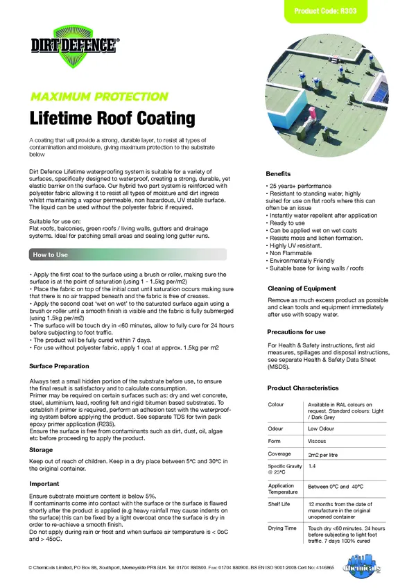 Lifetime Roof Coating Datasheet PDF 